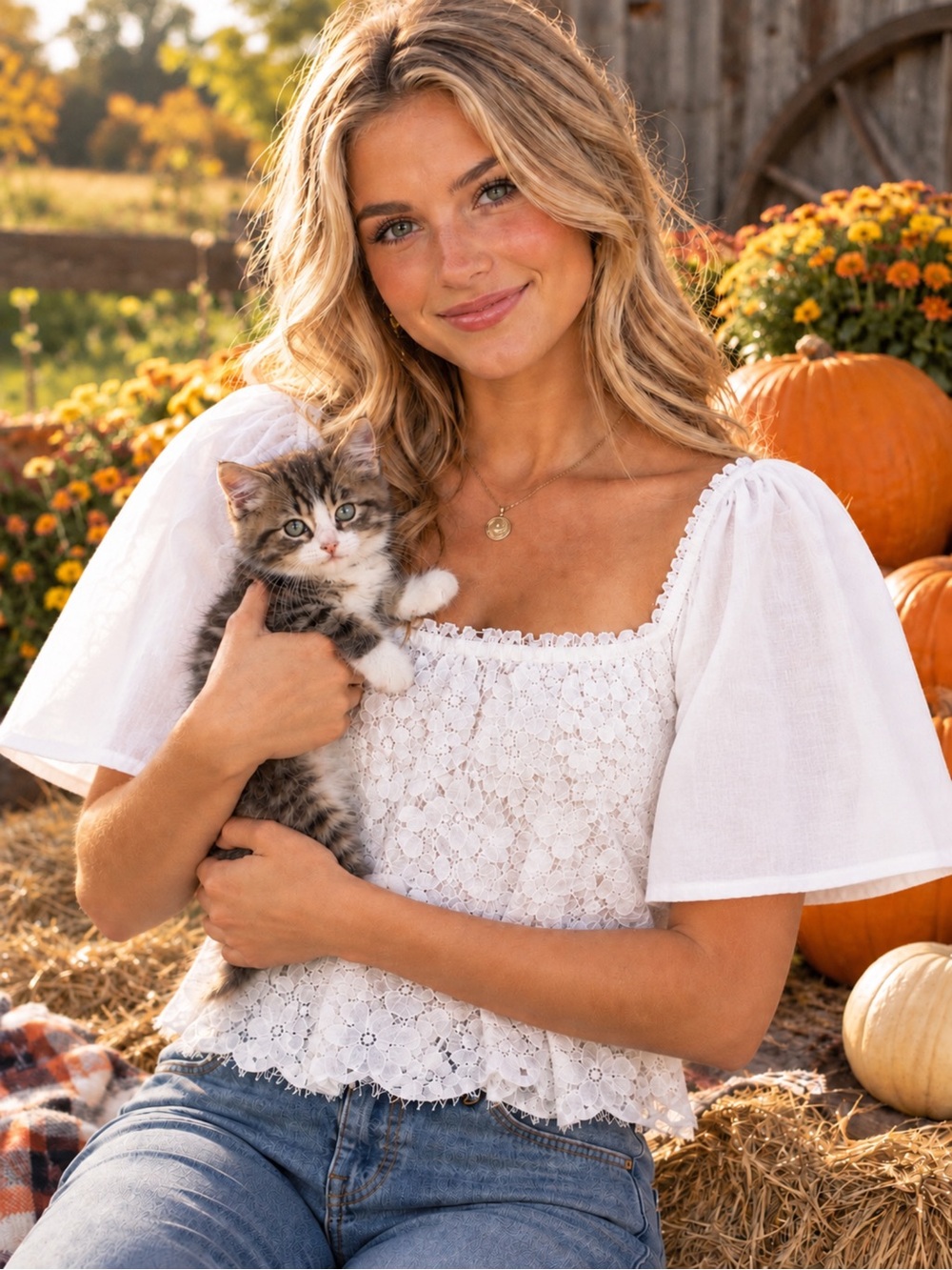 Anthropologie moulinette soeurs Messina gauze white lace top